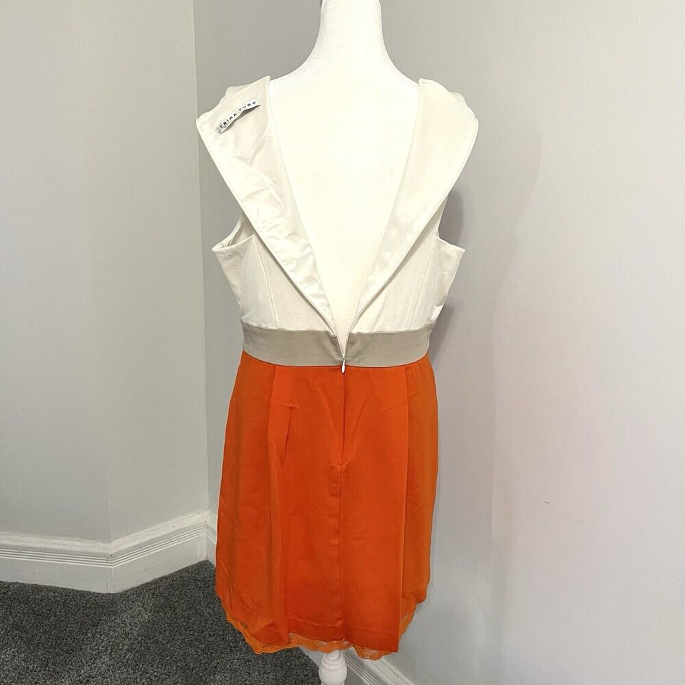 Trina Turk Dress Womens Size 8 Sleeveless V Neck Lined Lace Accent Zip Back Knit - Picture 5 of 12